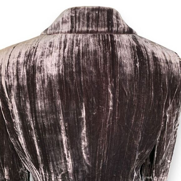 Vintage Tesori Blazer Jacket Crushed Brown Velvet Gold Metallic Button Tailored - Picture 2 of 8